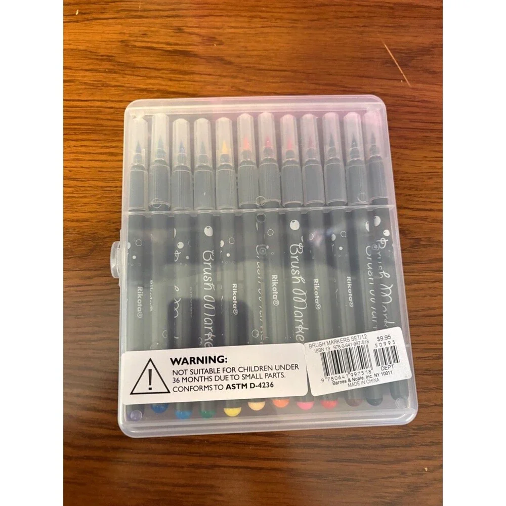 Brush Marker (Set Of 12) Acrylic Black Clear Tops